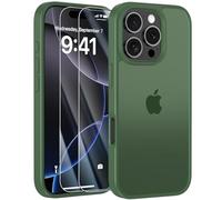 FLLAO Opaca Cover Compatibile con iPhone 16 Pro con 2 Vetro Temperato, [Della Fotocamera Protezione] Anticaduta Antiurto Anti-Graffio Anti-Impronte Hard PC Glassata Traslucida Custodia Giallo