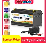 FLLYROWTH 12V 100Ah LiFePo4 Batteria al litio 100A BMS per camper Motori per barche Inverter Solare Eolico Batteria al litio ferro fosfato