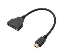 Fllyvly Cavo splitter HDMI 1 ingresso 2 uscite, adattatore HDMI per duplicazione del segnale, compatibile con Xbox, PS3, HDTV, 1080p, multipresa hdmi per TV, lunghezza 30 cm, connettore placcato oro
