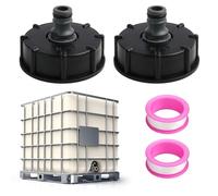 Fllyvly Set di 2 tappi per serbatoio IBC, adattatore S60 x 6, accessori per container IBC con adattatore per valvola ciuccio da 1/2", adatto per tubi da giardino, serbatoi d'acqua IBC, serbatoi per