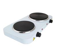 FLM SYSTEM Fornello Elettrico Da Campeggio, Fornello Elettrico 2 Piastre, 2500W, Doppia Piastra: 1000W + 1500W, Riscaldamento Rapido, Regolazione di Temperatura, Design Compatto e Portatile