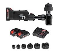 FLNOZAMZ Kit di Perforazione idraulica con 6 punzoni, utensile punzonatore Cordless a Batteria da 21V 2.5Ah, Corsa di 22 mm per Metallo, Pannelli elettrici (ManualOilReturn)