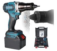 FLNOZAMZ Trapano a Rivetti Elettrico Automatico, Rivettatrice Senza Fili con 2 Batterie da 4000mAh, Strumento per Rivetti e Dadi a Rivetto, Kit Trapano a Rivetti Portatile, Trapano a Rivetti