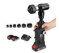 FLNOZAMZ Utensile per Perforazione Idraulico, Rilascio Automatico della Pressione con 6 matrici (Φ22-60mm) e Batteria da 21V 2x2500mAh, perforatore Metallico Senza Fili per Acciaio Q235
