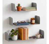 Flo.mar Mensole da Parete per Libri Grigio Kit 3 Pezzi 60/50/40 cm