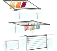 Flo.mar Stendibiancheria da Balcone e Parete 70x200 cm - Stendibiancheria Ribaltabile con Kit Incluso per Ringhiera Tonda o Quadra - Stendino da Esterno Salvaspazio in Alluminio (Standard)