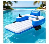 Float Gonfiabile che Galleggia sull'Acqua, Cruiser Elettrico Ricaricabile con Eliche Singole/Duali, Schienale Imbottito e Vassoio Portabicchieri per Divertimento Estivo Rectangular(DualPropellers)
