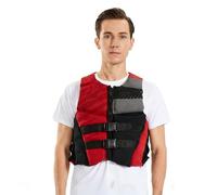 Float Jacket Neoprene Floating Swim Safety Breathable Kayak Float Jacket Portable Foldable Water Sports for Kayaking Boating Surfing Fishing Canoeing Rafting Outdoor Safety Gear(Red,XXL)