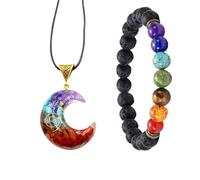 Floatdream 2 Pezzi Collane con Bracciale Chakra, Set Parure Bracciale e Collana con Pietre Sette Chakra, Ottimo Regalo per Uomini e Donne