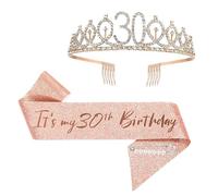 Floatdream 30 Anni Compleanno Coroncina e Fascia, Set di Decorazione per Compleanno, Feste di Buon 30 Compleanno, Per la Decorazione Della Festa di Compleanno, Auguri per Il 30 Compleanno