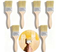 Floatdream 6 Pennelli per Pittura,Pennello Pittura Muro,Pennello con setole di Cinghiale Pennelli Piatti Pennell,Per Pittura Acrilica,Acrilica e Vernice a Base d'acqua (19 x 7 cm, Giallo)
