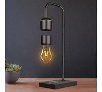 Floatidea Levitating Light Bulb with Wireless Phone Charger Plastic Black Base Electromagnet Floating Lamp Antigravity LED Night Light Table Lamps Kit Bedroom Decorations Office Gifts