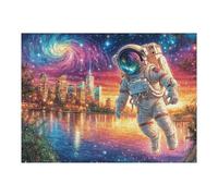 Floating Astronaut Galaxy Rompicapo 500 Pezzi Per Regalo Di Halloween Cartone Rigido Per Adulti Tema Horror Per Feste Con Amici Edizione Limitata Top Vendita 500 PCS（52×38cm）