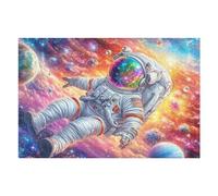 Floating Astronaut Space Rompicapo 1000 Pezzi Per Regalo Di Matrimonio Cartone Di Alta Qualità Per Coppie Per Decorazione Casa Con Cornice Inclusa Qualità Museale 1000 PCS（75x50cm）