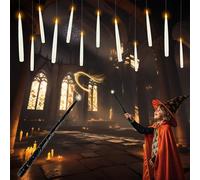 Floating Candles con Telecomando Bacchetta Magica, Set da 12 Candele Sospese, Candele LED Senza Fiamma, Luce Calda Lampeggiante per Matrimonio, Natale, Halloween e Feste Decorare