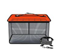 Floating Fishing Basket, Reflective Foldable Net Cage for Live Catch, Heavy Duty Portable Fish Trap with Buoyancy Ring Durable Mesh Storage Stream, River, Sea, Rock Fishing