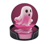 Floating Ghost Set di 6 sottobicchieri con supporto sottobicchieri in pelle protezione da tavolo tappetino per tazza per bar decorazione tazza pad per tavolino cucina sala da pranzo