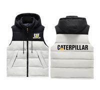 FLOATING Giubbotto Smanicato da Uomo Ca.TER-Pillar, Senza Maniche Giacca, Invernale Gilet Sportivo Senza, Piumino(White,L)