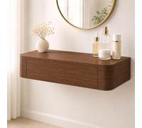 Floating Makeup Vanity, Wall Mounted Vanity Desk, Hanging Dressing Table | Fully Assembled Solid Wood Core, Rounded Edges And Included Hardware Simplify Wall Installation(Walnut,23.6"/60cm)