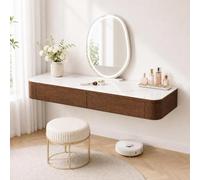 Floating Makeup Vanity, Wall Mounted Vanity Desk, Hanging Dressing Table | Fully Assembled Solid Wood Core, Rounded Edges And Included Hardware Simplify Wall Installation(M-Walnut,39.4"/100cm)