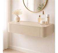 Floating Makeup Vanity, Wall Mounted Vanity Desk, Hanging Dressing Table | Fully Assembled Solid Wood Core, Rounded Edges And Included Hardware Simplify Wall Installation(Khaki,23.6"/60cm)