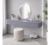 Floating Makeup Vanity, Wall Mounted Vanity Desk, Hanging Dressing Table | Fully Assembled Solid Wood Core, Rounded Edges And Included Hardware Simplify Wall Installation(Gray,63.0"/160cm)