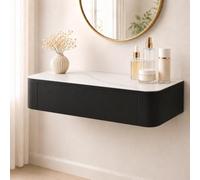 Floating Makeup Vanity, Wall Mounted Vanity Desk, Hanging Dressing Table | Fully Assembled Solid Wood Core, Rounded Edges And Included Hardware Simplify Wall Installation(M-Black,31.5"/80cm)