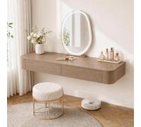 Floating Makeup Vanity, Wall Mounted Vanity Desk, Hanging Dressing Table | Fully Assembled Solid Wood Core, Rounded Edges And Included Hardware Simplify Wall Installation(Oak,39.4"/100cm)