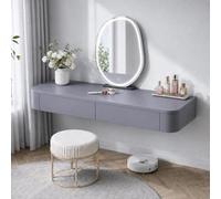 Floating Makeup Vanity, Wall Mounted Vanity Desk, Hanging Dressing Table | Fully Assembled Solid Wood Core, Rounded Edges And Included Hardware Simplify Wall Installation(Gray,39.4"/100cm)