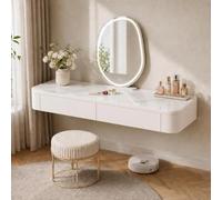 Floating Makeup Vanity, Wall Mounted Vanity Desk, Hanging Dressing Table | Fully Assembled Solid Wood Core, Rounded Edges And Included Hardware Simplify Wall Installation(M-White,39.4"/100cm)