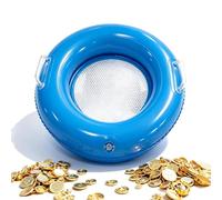 Floating Sand Sifter - PVC Double Layer Mesh 50x50cm | Inflatable Shark Tooth Sieve Tray Tool with Grip | Lightweight Metal Detecting Toy for Beach Backyard Vacation Camping Playground Poolside
