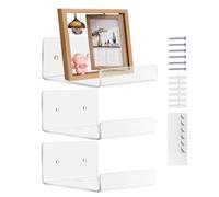 Floating Shelf - Acrylic, 3,94 x 3,94 x 1,97 in Frame Organizer Space-Saving Display | Wall-Mounted Clear Acrylic Photo Display Shelf, Picture Ledge For Living Room, Bedroom, Kitchen, Office