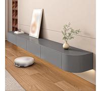 Floating TV Console with Hidden Compartments Wall Mounted Entertainment Center for Apartments Modern Media Storage Cabinet with Open Shelves (Gray 220cm)