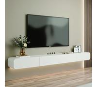 Floating TV Stand Wall Mounted Media Console with Door and Storage Compartment for Living Room and Bedroom White 200"