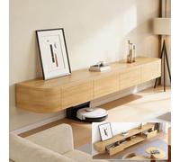 Floating TV Stand Wall Mounted TV Cabinet Modern TV Media Console Center 47-118 In Wall Mounted Media Console TV Stand With Door Large Storage For Living Room Bedroom(Wood,118.1IN)
