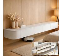 Floating TV Stand Wall Mounted TV Cabinet Modern TV Media Console Center 47-118 In Wall Mounted Media Console TV Stand With Door Large Storage For Living Room Bedroom(White,63IN)