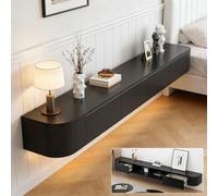 Floating TV Stand Wall Mounted TV Cabinet Modern TV Media Console Center 47-118 In Wall Mounted Media Console TV Stand With Door Large Storage For Living Room Bedroom(Black led,70.8IN)