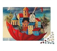 Floating Umbrella Town 1000 Pezzi Red Boat House Puzzle in Cartone Robusto Per Adolescenti 12-18 Anni Abilità Logica Gioco Di Festa Appassionati Di Puzzle Adolescenti Miglior Regalo Per Gli Amanti Dei