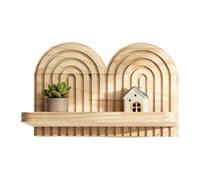 Floating Wooden Shelves - Wooden Boho Shelf, No Drill Decorative Rack, Rustic Corner Wall Mount Shelves with Natural Wood Grain | Bohemian Geometric Design Decor for Hallways, Living Room, Bedroom