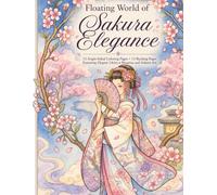Floating World of Sakura Elegance: 12 Single-Sided Coloring Pages + 12 Backing Pages Featuring Elegant Ukiyo-e Beauties and Sakura Art