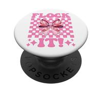 Flock It! - Fiocco divertente con fenicottero e cocchetta, colore: rosa PopSockets PopGrip Adesivo