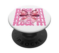 Flock It! - Fiocco divertente con fenicottero e cocchetta, colore: rosa PopSockets PopGrip Adesivo