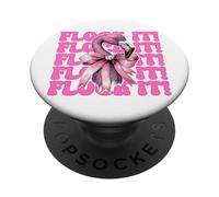 Flock It! - Fiocco divertente con fenicottero e cocchetta, colore: rosa PopSockets PopGrip Adesivo