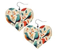 Flock of Birds - Orecchini in pelle da donna, a forma di cuore, leggeri, idea regalo