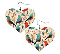 Flock of Birds - Orecchini in pelle da donna, a forma di cuore, leggeri, idea regalo, One Size, Nessuna pietra preziosa