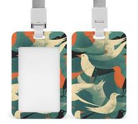 Flock of Birds - Porta badge con cordino, cordino staccabile, protezione verticale per carte d'identità, multiuso, per ufficio, insegnante, infermiera