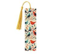 Flock of Birds Segnalibri in legno per gli amanti dei libri, Segnalibro fai da te fatto a mano con nappe colorate Marcatori di pagine stampati su entrambi i lati, accessori artistici per libri, regalo