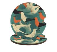 Flock of Birds - Sottobicchieri universali antiscivolo per auto, con base in sughero e intaglio per le dita, accessori per auto per donne e uomini, confezione da 2