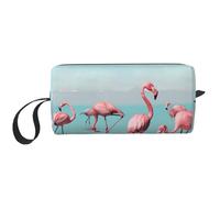 Flock of Flamingos on the Beach Borsa per il trucco stampata Semplice da Viaggio Trousse Cosmetici Impermeabile Trousse da Toilette Organizer per Donne Mamma Ragazze