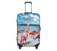 Flock Of Pink Flamingos On The Beach Bagagli Copertura Elastica Lavabile Stretch Protector Anti Graffio Viaggio Copertura, bianco, X-Large
